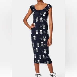 NWT Betsey Johnson midi length skull dress.  Black and white.  Sz M.